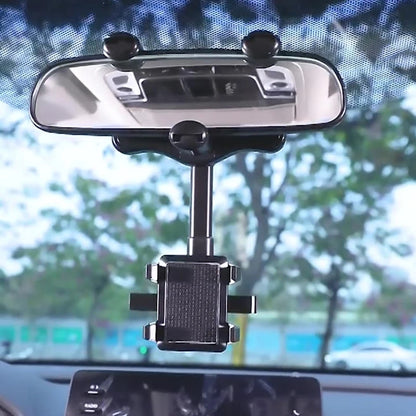 Car Phone holder Rearview Mirror Bracket Clip Phone Mount Retractable Adjustable GPS Mount 360 Rotation